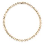 A GOLD COLLAR NECKLACE, CHIAMPESAN in 9ct yellow gold, formed of fancy D shaped links, stamped