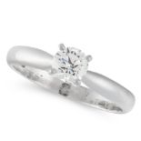 A D FLAWLESS SOLITAIRE DIAMOND ENGAGEMENT RING in platinum, set with a round brilliant cut diamond