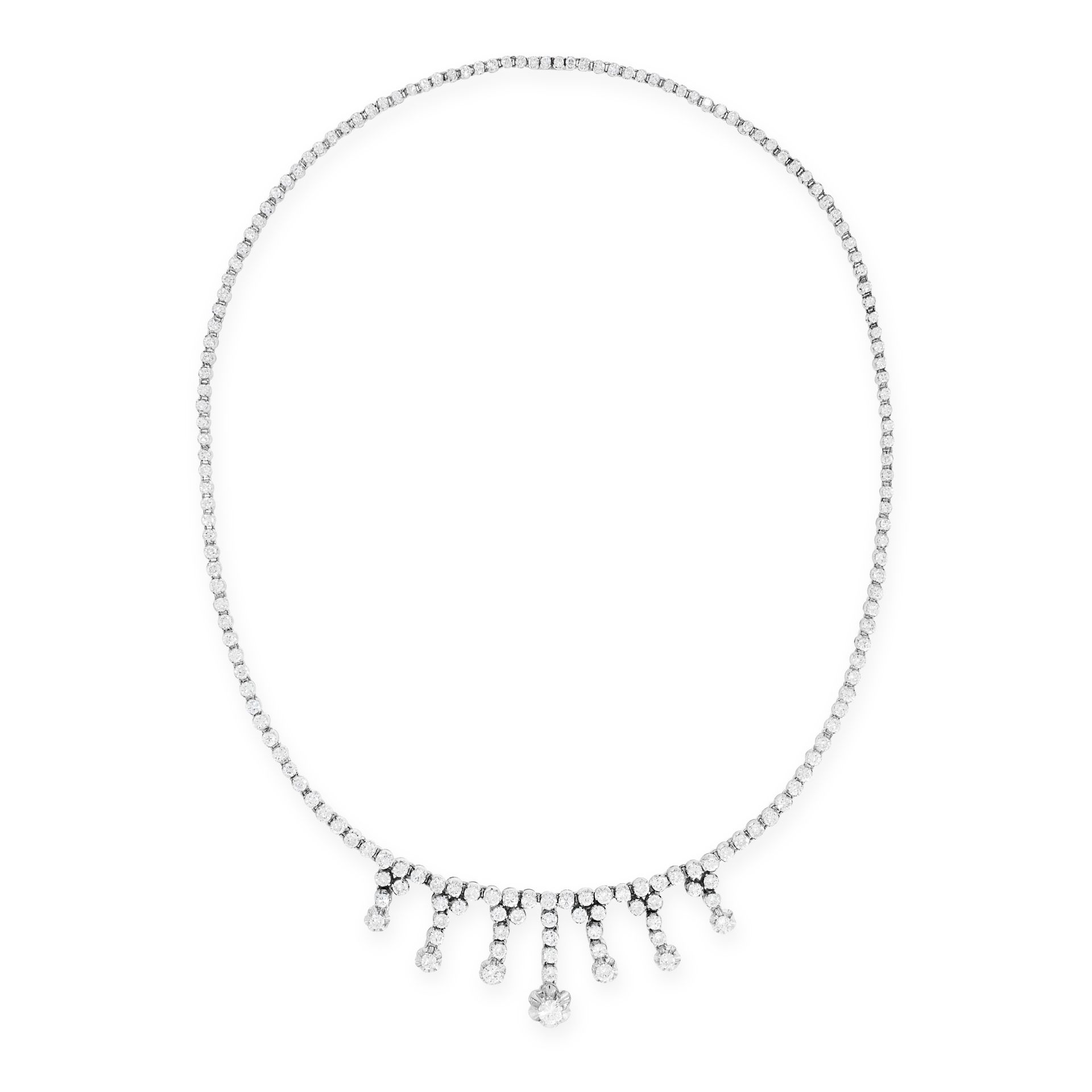 A DIAMOND FRINGE NECKLACE comprising a single row of graduated round cut diamonds, suspending - Bild 2 aus 2