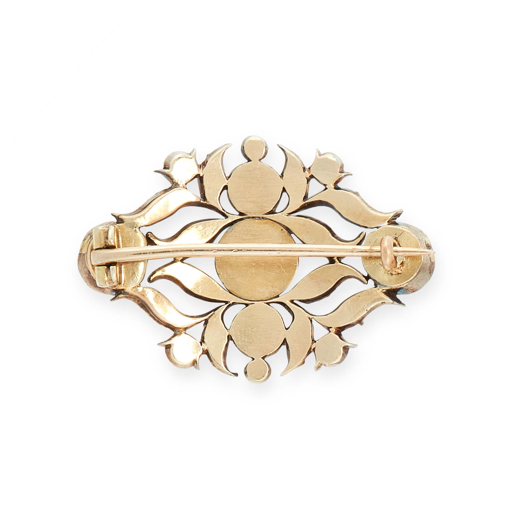 AN ANTIQUE DIAMOND BROOCH, EARLY 19TH CENTURY in yellow gold and silver, set with a principal - Image 2 of 2