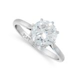 A SOLITAIRE DIAMOND ENGAGEMENT RING in platinum, set with a round cut diamond of 1.90 carats,