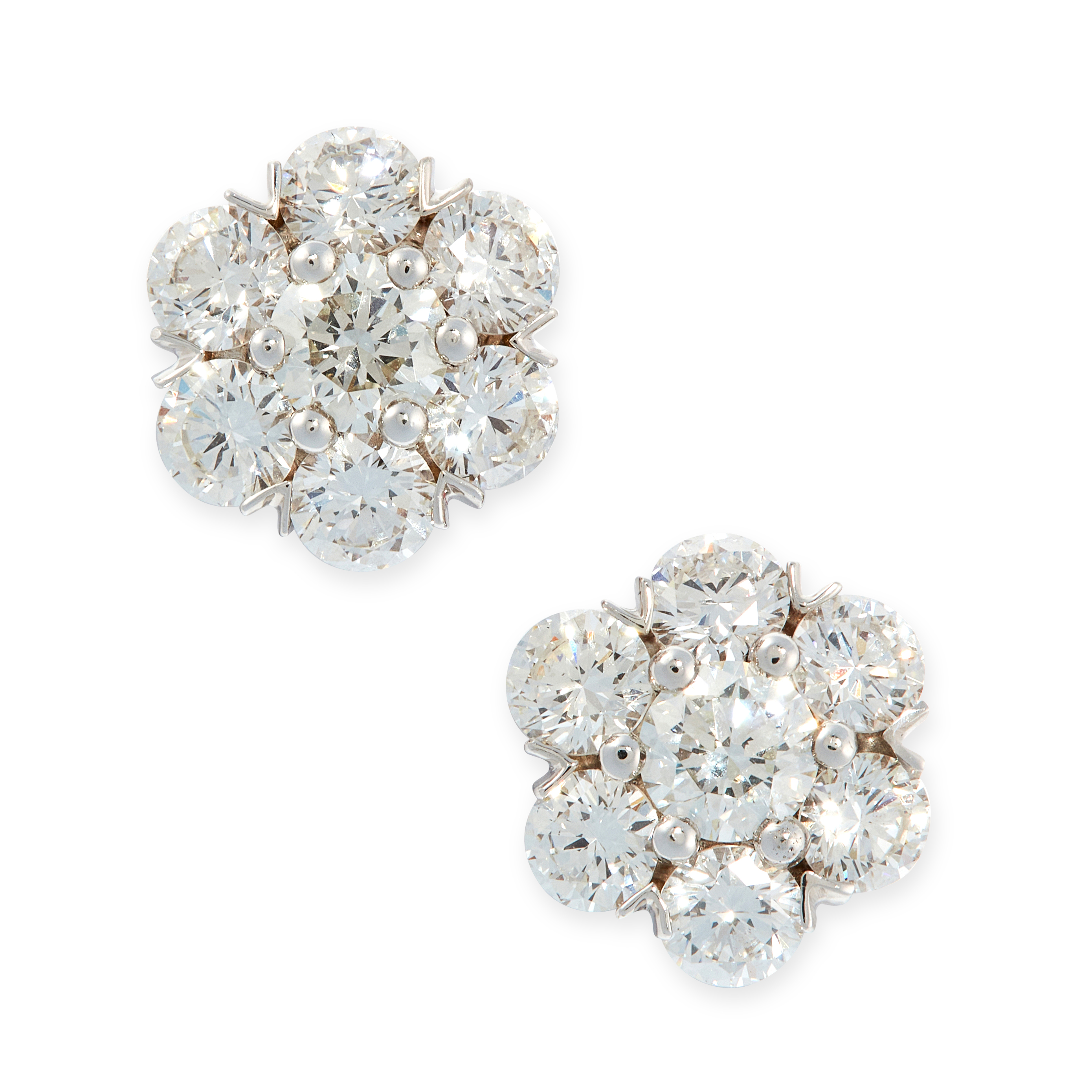 A PAIR OF DIAMOND FLEURETTE STUD EARRINGS, VAN CLEEF & ARPELS in 18ct white gold, each set with a