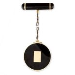 AN ART DECO ENAMEL POWDER COMPACT AND LIPSTICK HOLDER, CARTIER in 18ct yellow gold, the circular