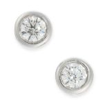 A PAIR OF DIAMONDS BY THE YARD STUD EARRINGS, ELSA PERETTI FOR TIFFANY & CO in platinum, each set