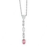 A FANCY VIVID PINK DIAMOND AND WHITE DIAMOND PENDANT NECKLACE in platinum, set with an oval cut