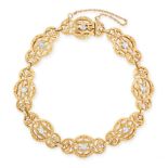 AN ANTIQUE ART NOUVEAU DIAMOND BRACELET, CIRCA 1890 in 18ct yellow gold, the openwork links with