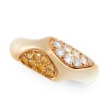 A VINTAGE YELLOW DIAMOND AND WHITE DIAMOND DRESS RING, VAN CLEEF & ARPELS in 18ct yellow gold, the