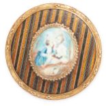 AN ANTIQUE TORTOISESHELL AND LACQUER PORTRAIT MINIATURE SNUFF BOX, 19TH CENTURY in yellow gold,