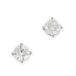 A PAIR OF DIAMOND STUD EARRINGS in 18ct white gold, each set with a round cut diamond, both