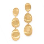 A PAIR OF LUNARIA DROP EARRINGS, MARCO BICEGO in 18ct yellow gold, each formed of a trio of