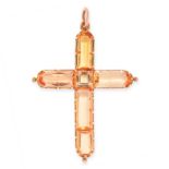 AN ANTIQUE GEORGIAN IMPERIAL TOPAZ CROSS PENDANT, CIRCA 1820 in high carat yellow gold, the arms