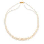 A NATURAL PEARL NECKLACE in 18ct yellow gold, comprising two rows of graduated pearls ranging 5.