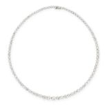 A DIAMOND RIVIERE NECKLACE in 18ct white gold, comprising a single row of graduated round cut