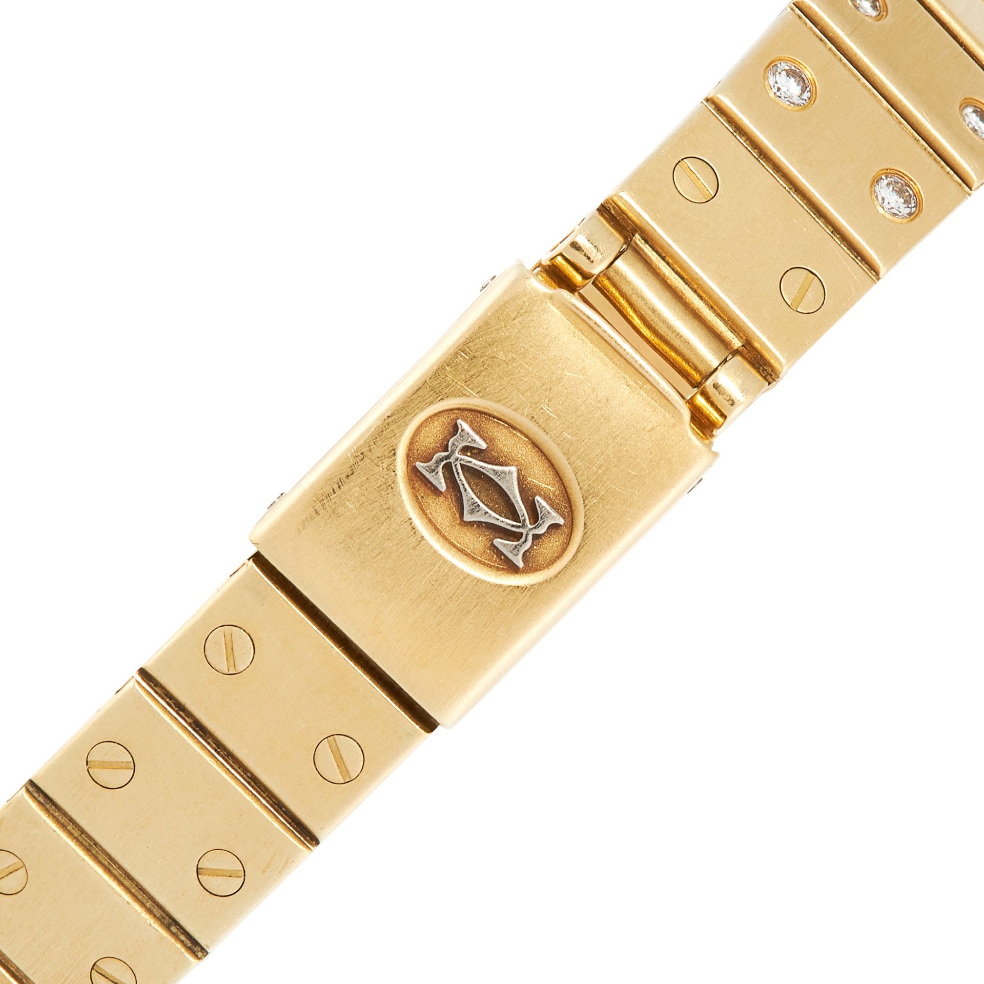 A LADIES SANTOS DIAMOND WRIST WATCH, CARTIER in 18ct yellow gold, the face with Roman numerals, - Image 3 of 5