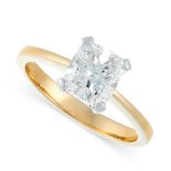 A 1.51 CARAT DIAMOND SOLITAIRE ENGAGEMENT RING in 18ct white and yellow gold, set with a cushion cut