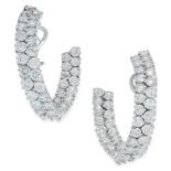 A PAIR OF DIAMOND HOOP EARRINGS in 18ct white gold, each designed as an incomplete hoop, set all