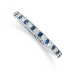 A SAPPHIRE AND DIAMOND ETERNITY RING, TIFFANY & CO in platinum, the band set all around with a