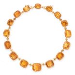 AN ANTIQUE CITRINE RIVIERE NECKLACE, 19TH CENTURY in 18ct yellow gold, comprising a single row of