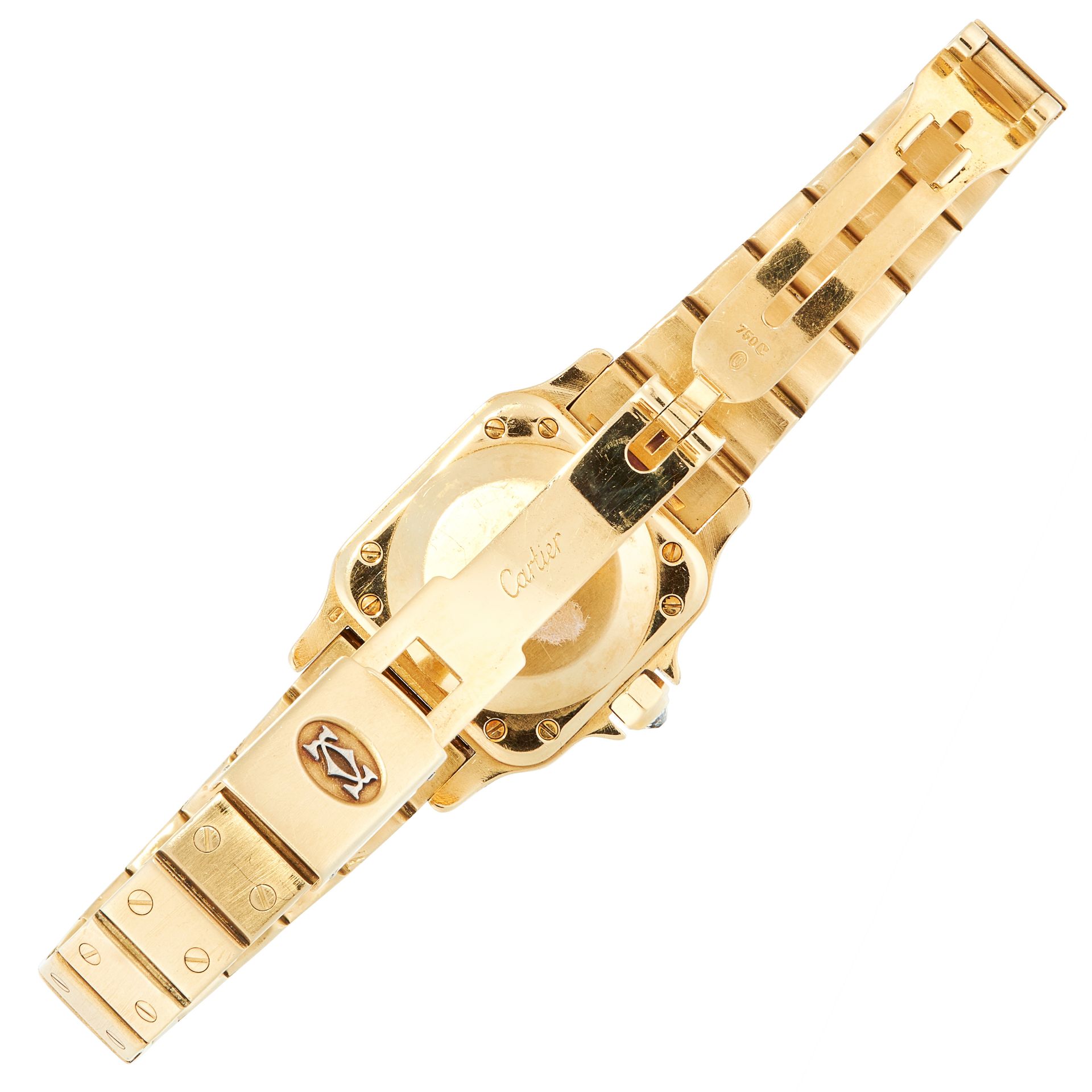 A LADIES SANTOS DIAMOND WRIST WATCH, CARTIER in 18ct yellow gold, the face with Roman numerals, - Image 4 of 5