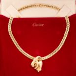 A PANTHERE NECKLACE, CARTIER in 18ct yellow gold, designed to depict a panther, draped over a