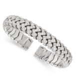 A DIAMOND BANGLE, TIFFANY & CO in platinum, the body formed of articulated basket weave links, set