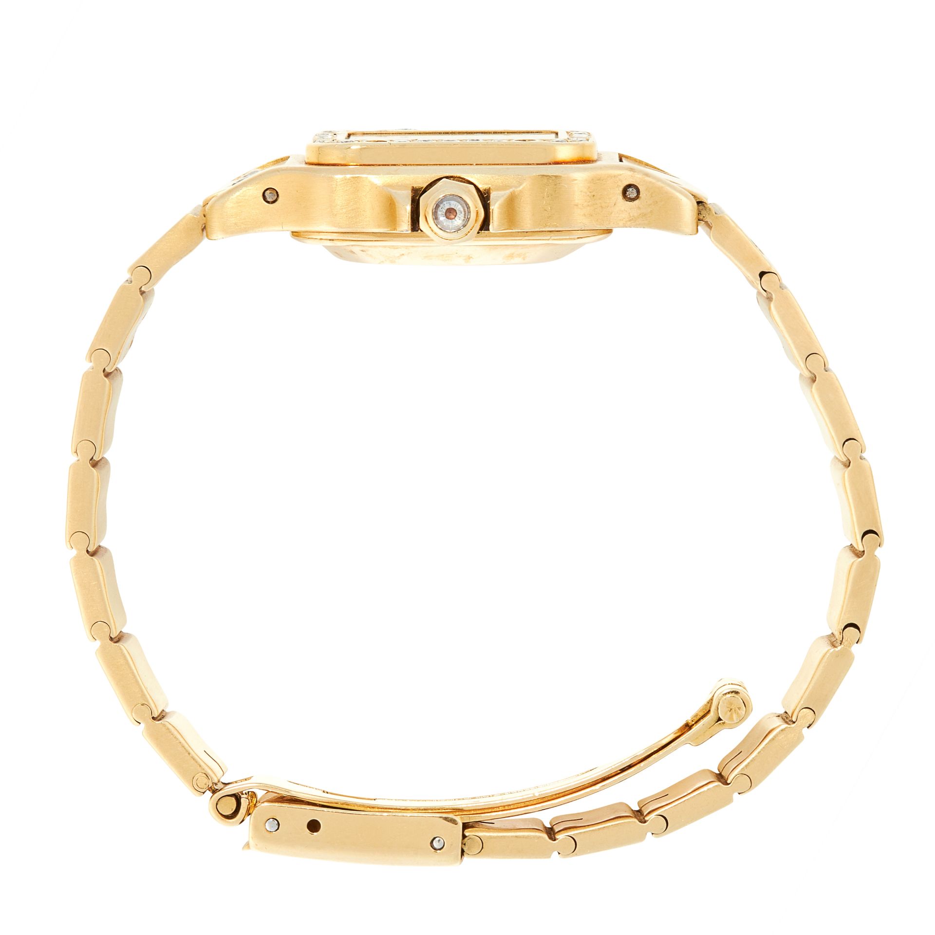 A LADIES SANTOS DIAMOND WRIST WATCH, CARTIER in 18ct yellow gold, the face with Roman numerals, - Image 5 of 5