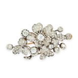 AN ANTIQUE DIAMOND EN TREMBLANT BROOCH, 19TH CENTURY in high carat yellow gold and silver,