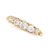 AN ANTIQUE DIAMOND FIVE STONE RING, EARLY 20TH CENTURY in 18ct yellow gold, set with five