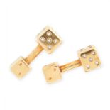 A PAIR OF VINTAGE DIAMOND DICE CUFFLINKS each cufflink has a large die with the numbers set with