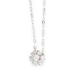 A DIAMOND CLUSTER PENDANT NECKLACE in 18ct white gold, set with a cluster of seven round cut