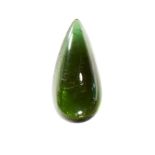 A 10.06 CARAT GREEN TOURMALINE pear cabochon cut, illustrated unmounted.