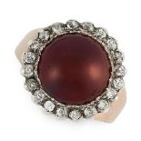AN ANTIQUE GARNET AND DIAMOND CLUSTER RING, 19TH CENTURY in yellow gold and silver, set with a round