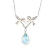 AN AQUAMARINE, PEARL AND DIAMOND PENDANT NECKLACE, EARLY 20TH CENTURY in yellow gold and white gold,