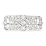 AN ANTIQUE DIAMOND BROOCH the rectangular body set with old cut diamonds, all totalling between 4.