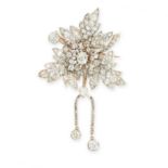 AN ANTIQUE DIAMOND BROOCH, 19TH CENTURY in high carat yellow gold and silver, the body of foliate