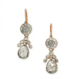 A PAIR OF ANTIQUE DIAMOND DAY AND NIGHT EARRINGS, 19TH CENTURY in yellow gold and silver, each