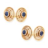 A PAIR OF SAPPHIRE CUFFLINKS in 18ct yellow gold, in oval design each link is set with an oval