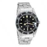 A 'JAMES BOND' SUBMARINER WATCH, ROLEX 1959 in stainless steel, black dial and riveted bracelet,