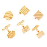 A SET OF THREE PAIRS OF GOLD CUFFLINKS, KUTCHINSKY 1971 in 18ct yellow gold, comprising of two pairs