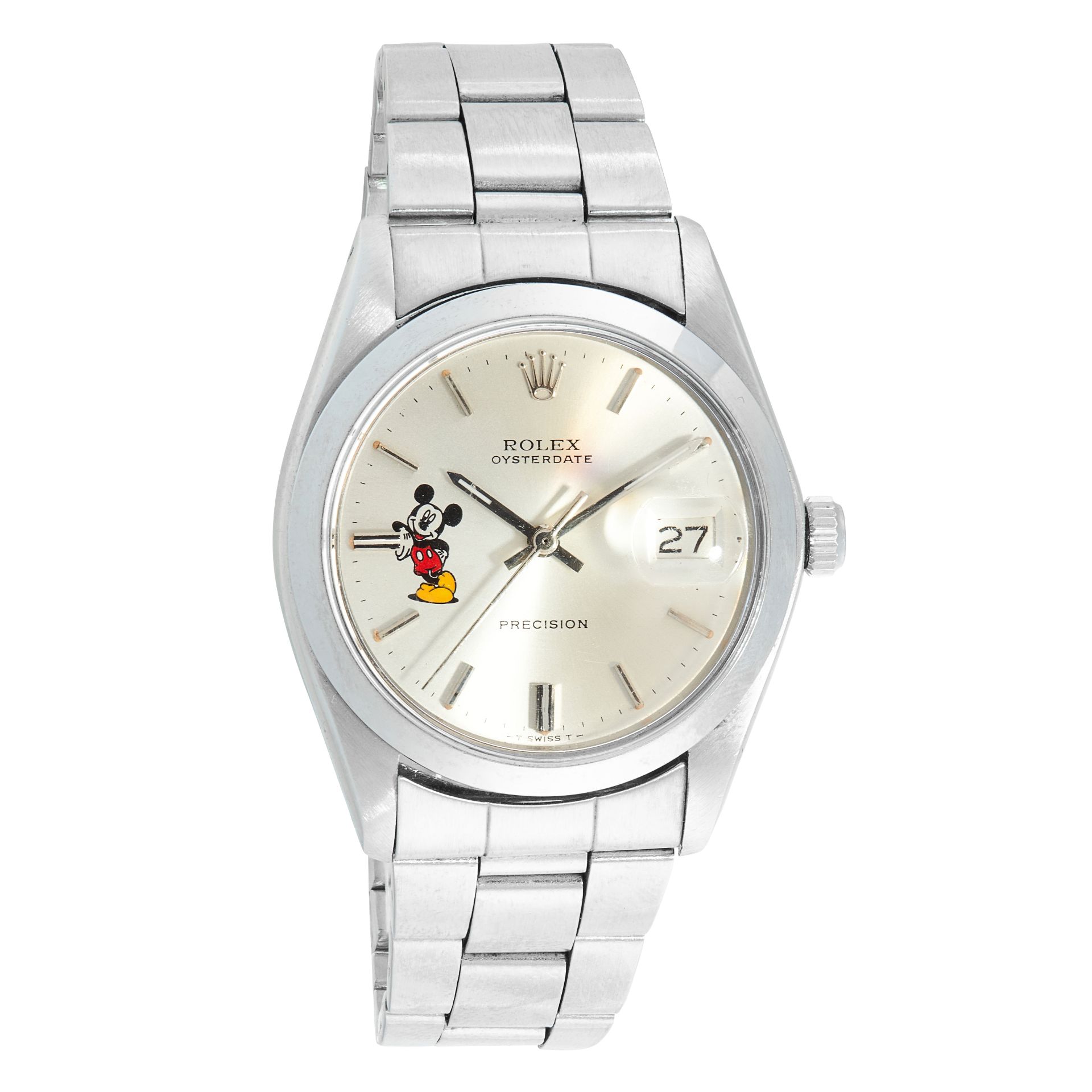 AN OYSTERDATE PRECISION WATCH, ROLEX in stainless steel, with a custom design of the Disney