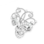 A DIAMOND SPRAY BROOCH, MAUBOUSSIN 1950s in 18ct white gold, set with twisted platinum wirework