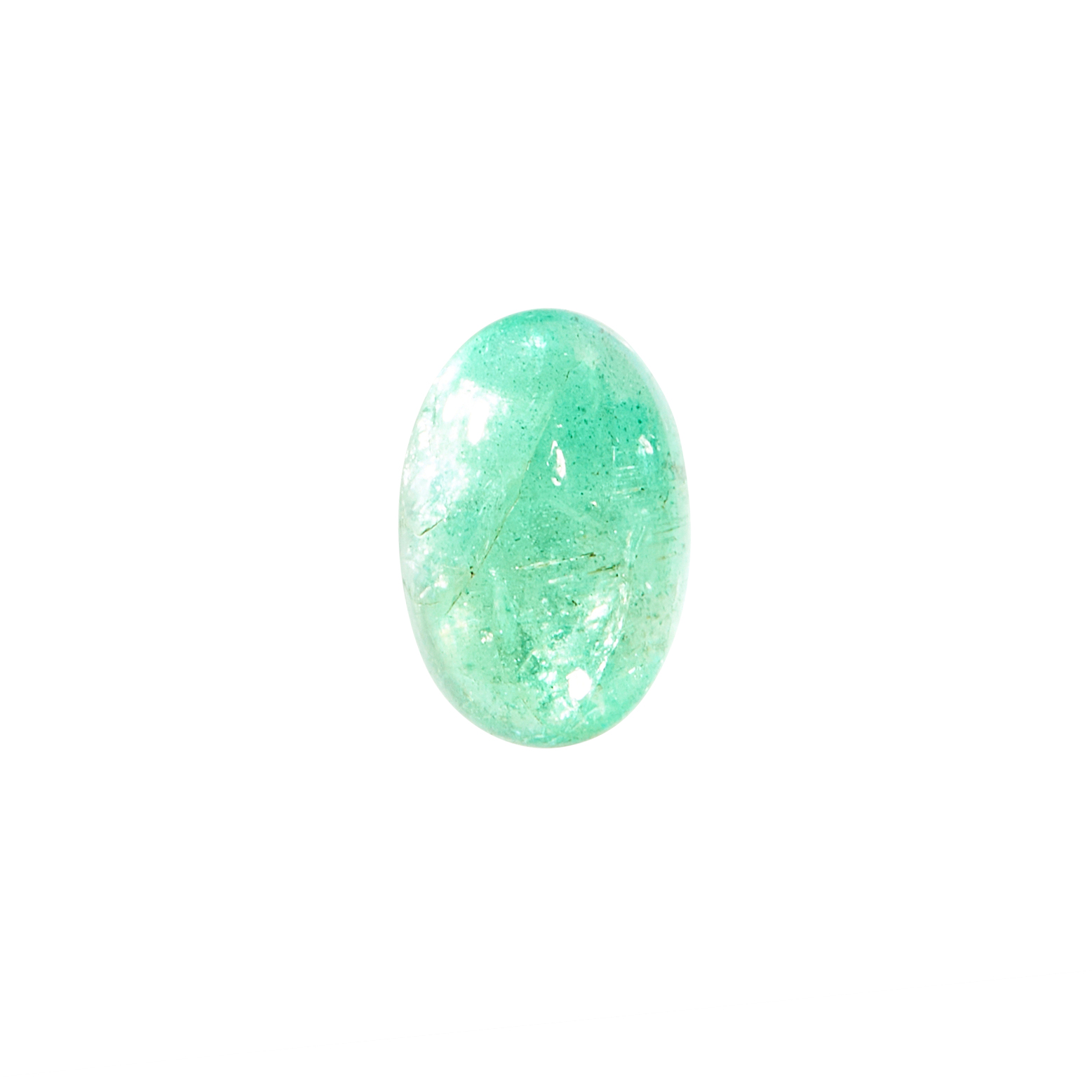 A 2.64 CARAT EMERALD oval cabochon cut, illustrated unmounted.
