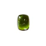 A 3.88 CARAT GREEN TOURMALINE cushion shaped cabochon, illustrated unmounted.