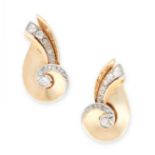 A PAIR OF DIAMOND CLIP EARRINGS, TRABERT & HOEFFER MAUBOUSSIN of scrolling design, each set with a