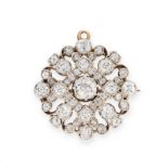 AN ANTIQUE DIAMOND BROOCH / PENDANT, LATE 19TH CENTURY in high carat yellow gold and silver, the