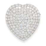 DIAMOND BROOCH designed as a heart, pavé-set with brilliant-cut diamonds, the reverse with