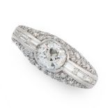 VINTAGE DIAMOND RING, MONTURE CARTIER, MID 20TH CENTURY in platinum, collet-set with an oval