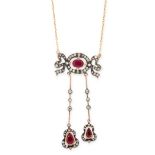 BELLE EPOQUE RUBY AND DIAMOND NECKLACE, EARLY 20TH CENTURY in 14ct yellow gold, centring on an