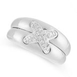 DIAMOND LIENS RING, CHAUMET the body formed of a reeded band with applied cross motif to the