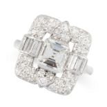 ART DECO DIAMOND RING, 1930S set with a step-cut diamond weighing approximately 1.41 carats, to a